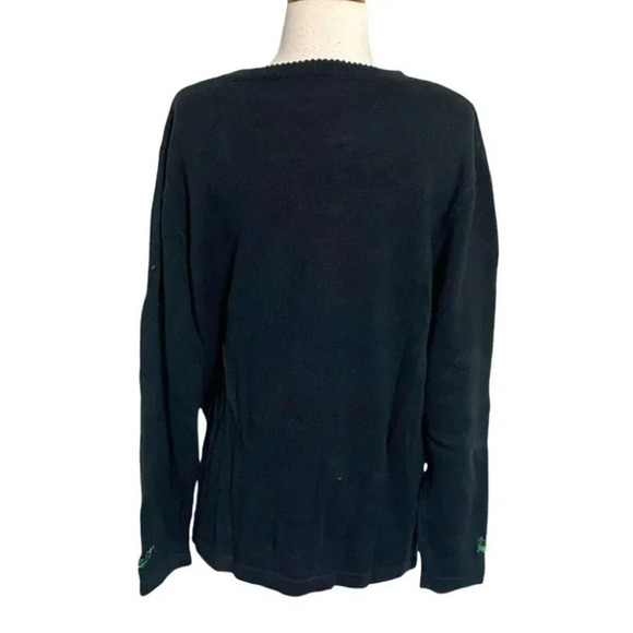 Vintage Basic Edition‎ Holiday L black sweater with embellished red poinsettia - Picture 5 of 6